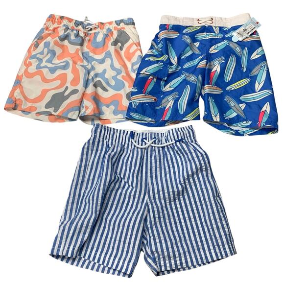 3 New Cat & Jack Art Class Boys Medium Mesh Lined Swim Swimming Trunks